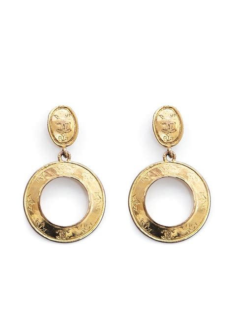 chanel vintage hoop earrings|pre owned chanel earrings.